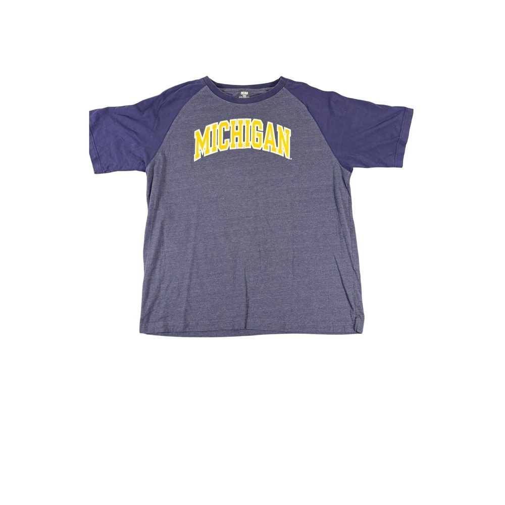 NCAA Michigan Wolverines Raglan T-Shirt Mens XL Navy Blue Heathered Short Sleeve